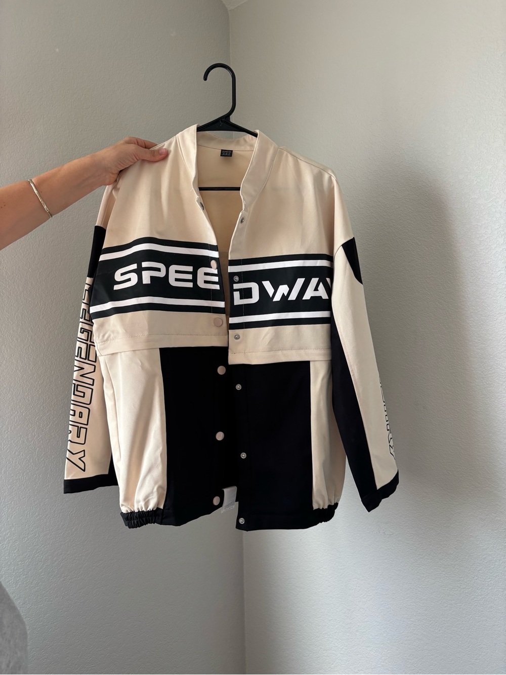 Speedway Black & Cream Racing Jacket
